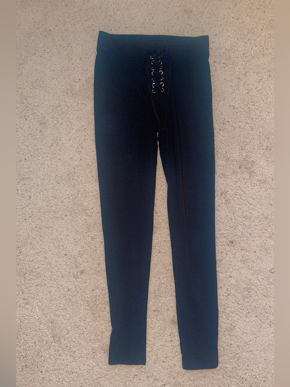 Zara Black High-Waist Lace-Up Leggings - Small